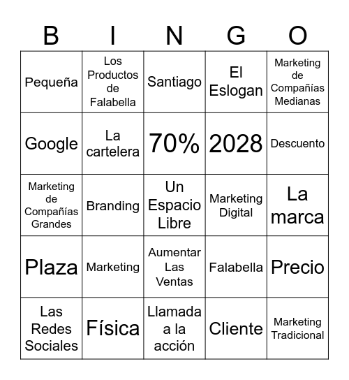 BINGO DE MARKETING Bingo Card