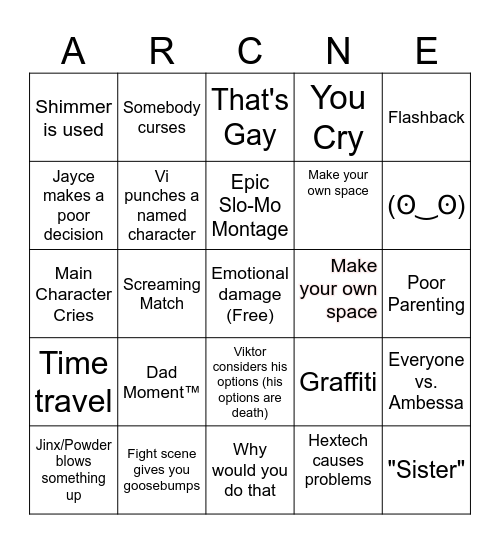 Arcane Finale Bingo Card