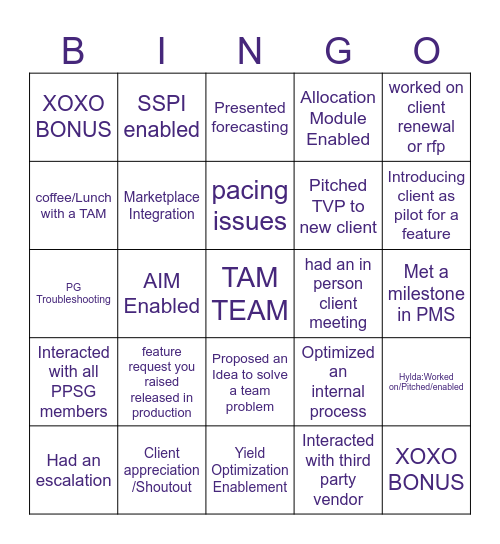 TAM BINGO Card