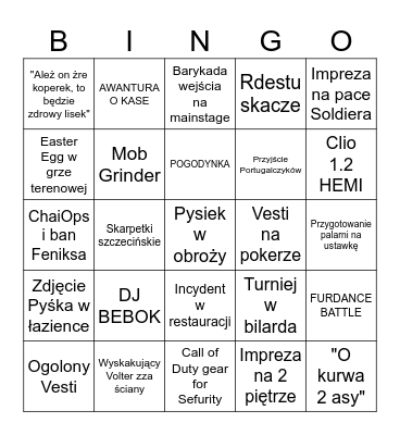 FUTROŁAJKI 2024 Bingo Card