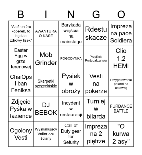 FUTROŁAJKI 2024 Bingo Card