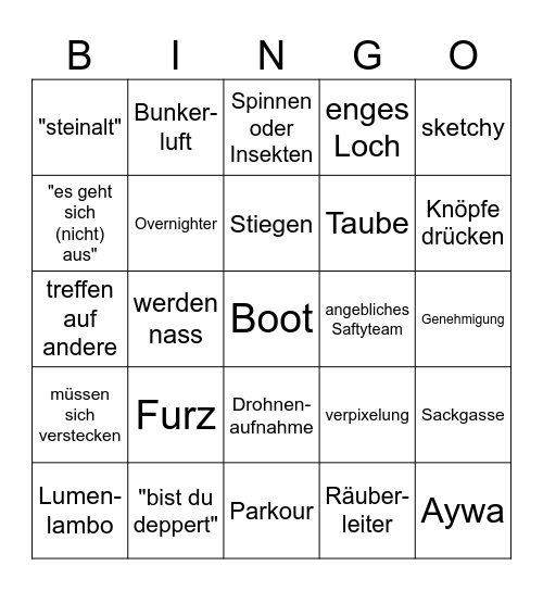 Roofless Bingo Card