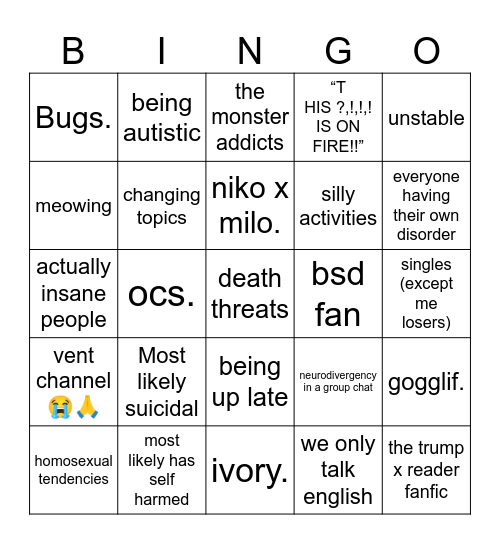 suicide squad bingo Card