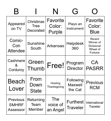 Ice Breaker BINGO Card