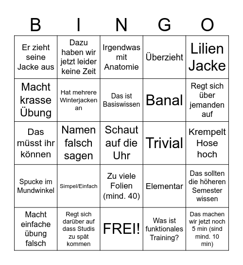 Schulz Bingo Card