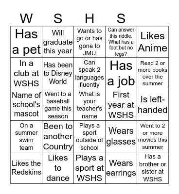 SCAVENGER HUNT Bingo Card