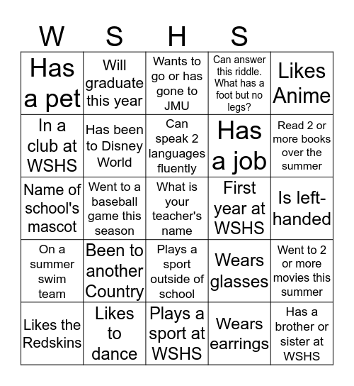 SCAVENGER HUNT Bingo Card