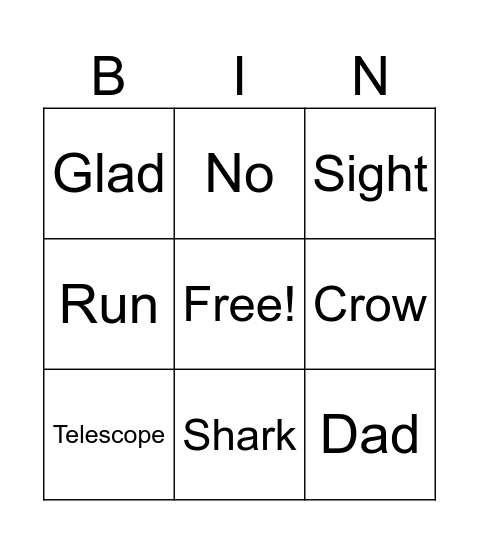 Shark in the Park Bingo Card