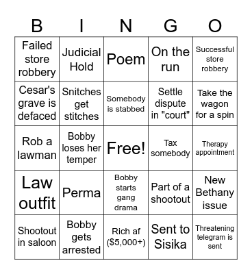 Parole is Over Bingo Card