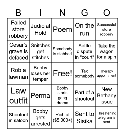 Parole is Over Bingo Card