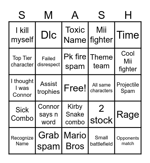 Smash Bingo Card