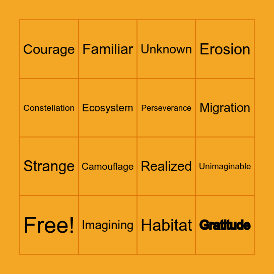 Beekle Bingo Card