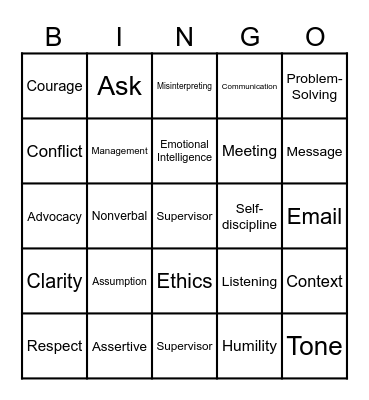 Leadership and Management Bingo Card