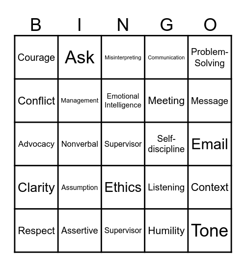 Leadership and Management Bingo Card