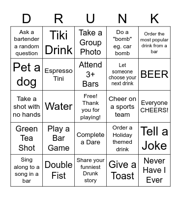 Lizzy P's Birthday Bingo Card