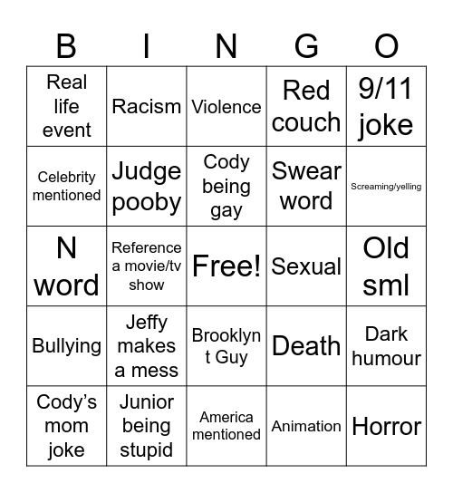 SML Bingo Card