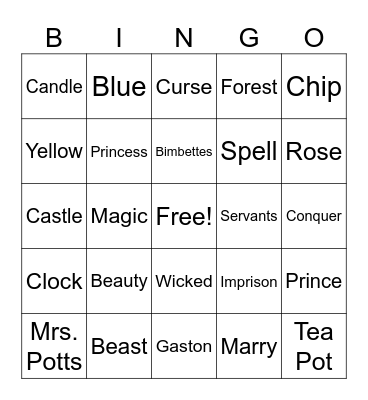 Belle’s Bingo Card