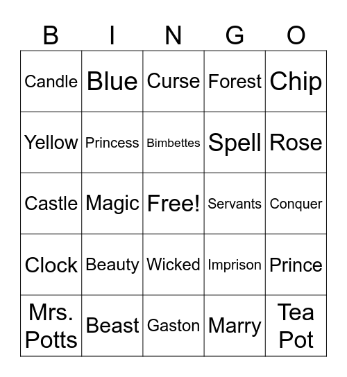 Belle’s Bingo Card