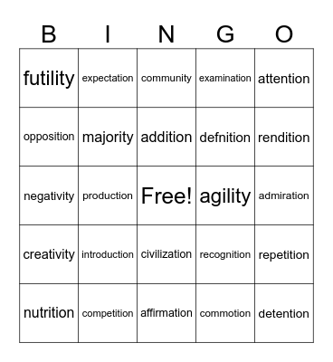 5th Bingo Card