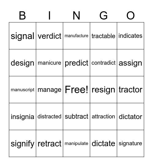 4th Bingo Card