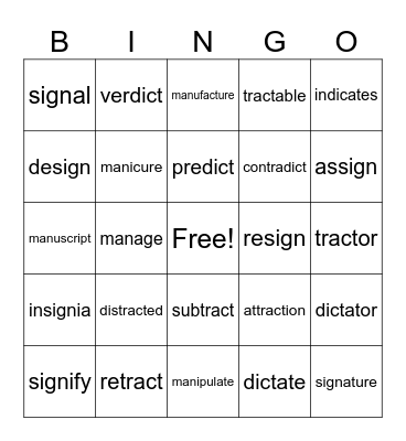 4th Bingo Card
