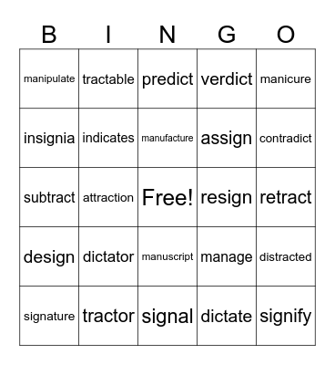 4th Bingo Card