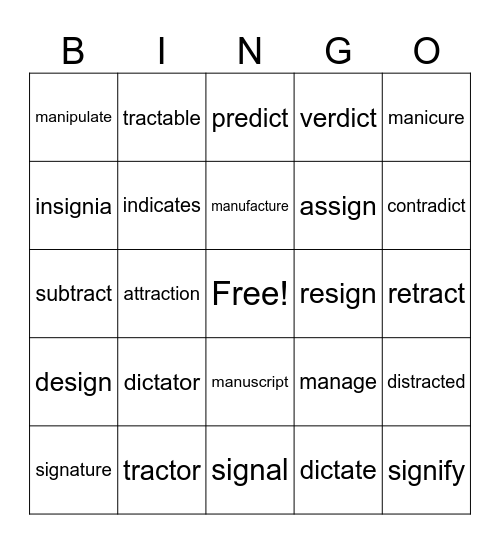 4th Bingo Card