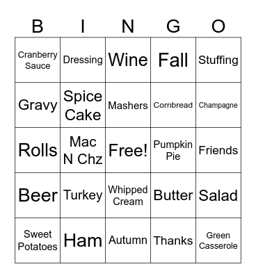 Friendsgiving Bingo Card