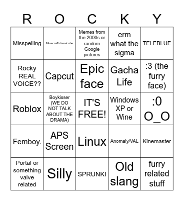 Rocky2009cool/Productions Bingo Card