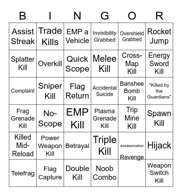 Halo LAN Bingor Bingo Card