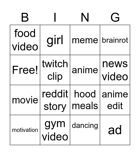 bry bingp Bingo Card