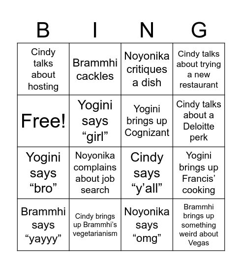 Thanksgiving Bingo Card