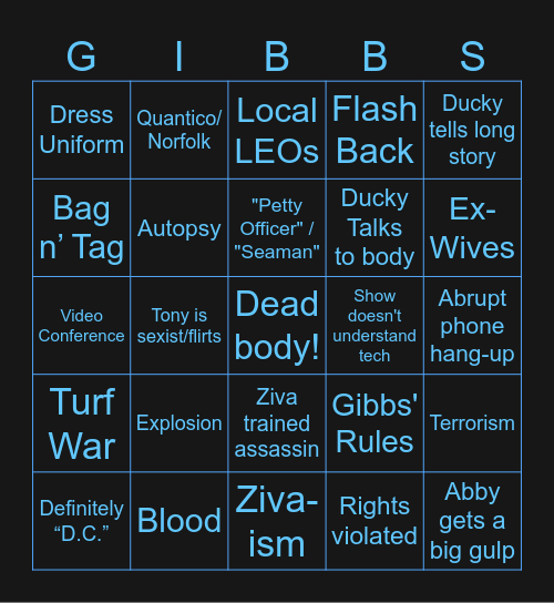 NCIS Bingo for Based Moms Bingo Card