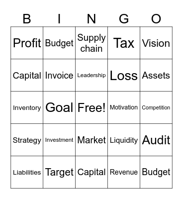 Business Vocabulary Bingo Card