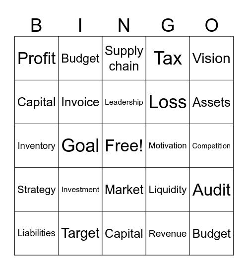 Business Vocabulary Bingo Card