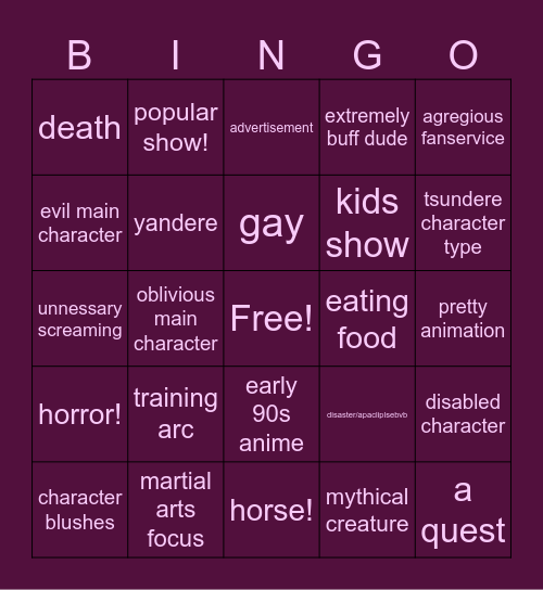 dungle Bingo Card