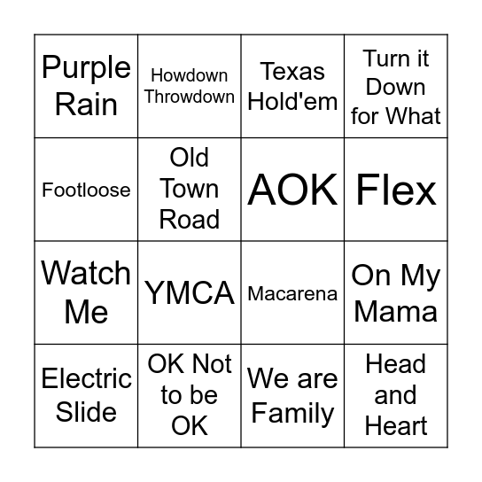 A Mix with Line Dances Bingo Card