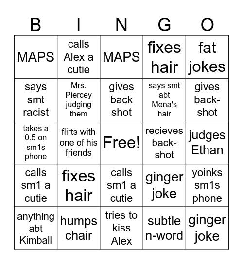 Mrs. Piercey's focus BINGO Card