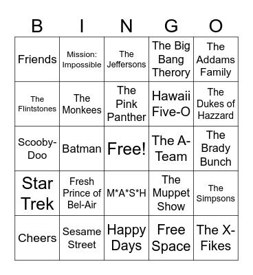 TV THEME SONGS Bingo Card