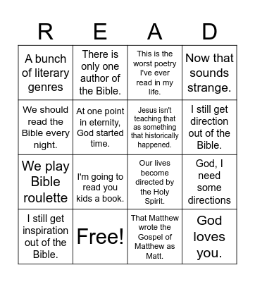 Ways to Read the Bible Bingo Card