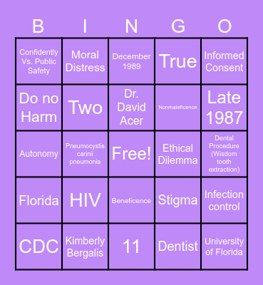 Kimberly Bergalis Bingo Card