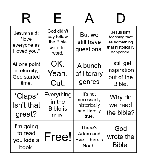 Ways to Read The Bible Bingo Card