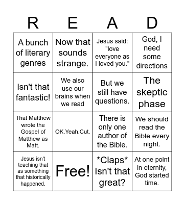 Ways to Read The Bible Bingo Card