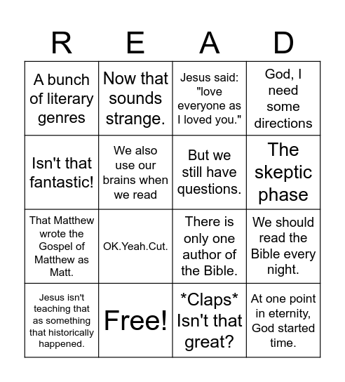 Ways to Read The Bible Bingo Card