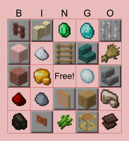 MineCraft Bingo Card