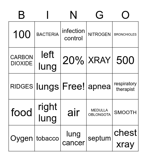 RESPIRATORY BINGO Card