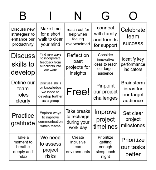 Guidance Bingo Card