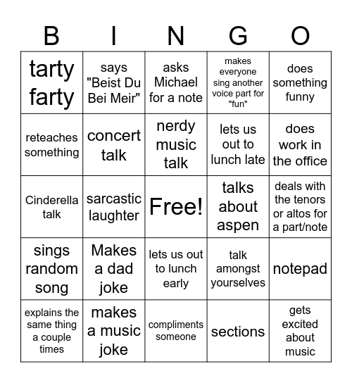 Pecar Bingo Card