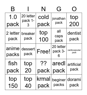 Untitled Bingo Card
