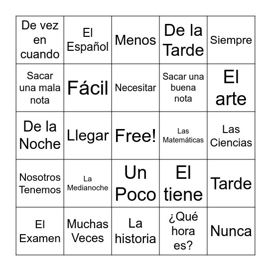 ¡Lo Tengo! Bingo Card